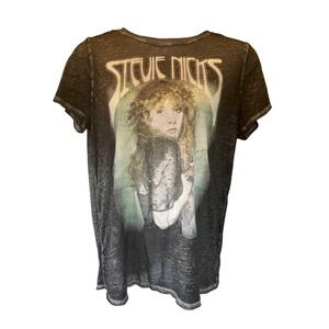 Womens Stevie Nicks Goth Sheer Burnout Rock Graphic Band Tee Shirt Size 1 Large